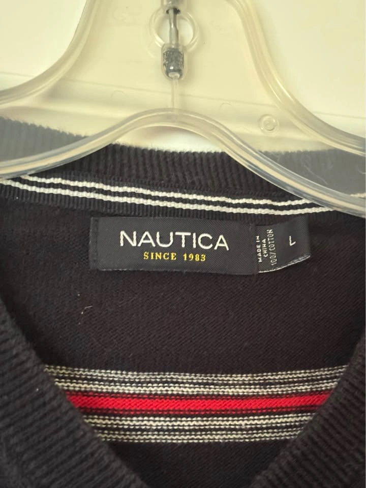 Nautica Striped V-Neck Sweater Mens Large Cotton - photo 2