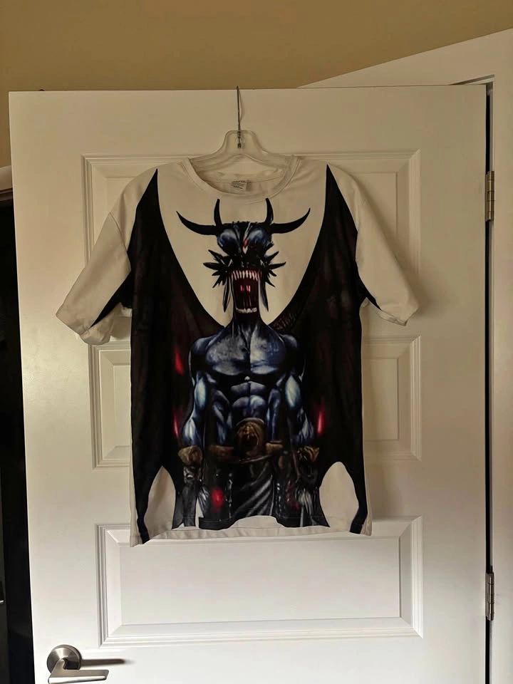 Large Monster Graphic T-Shirt Polyester Spandex
