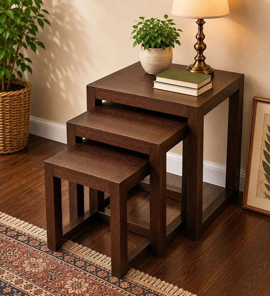 Set of 3 Solid Wood Nesting Tables - heavy