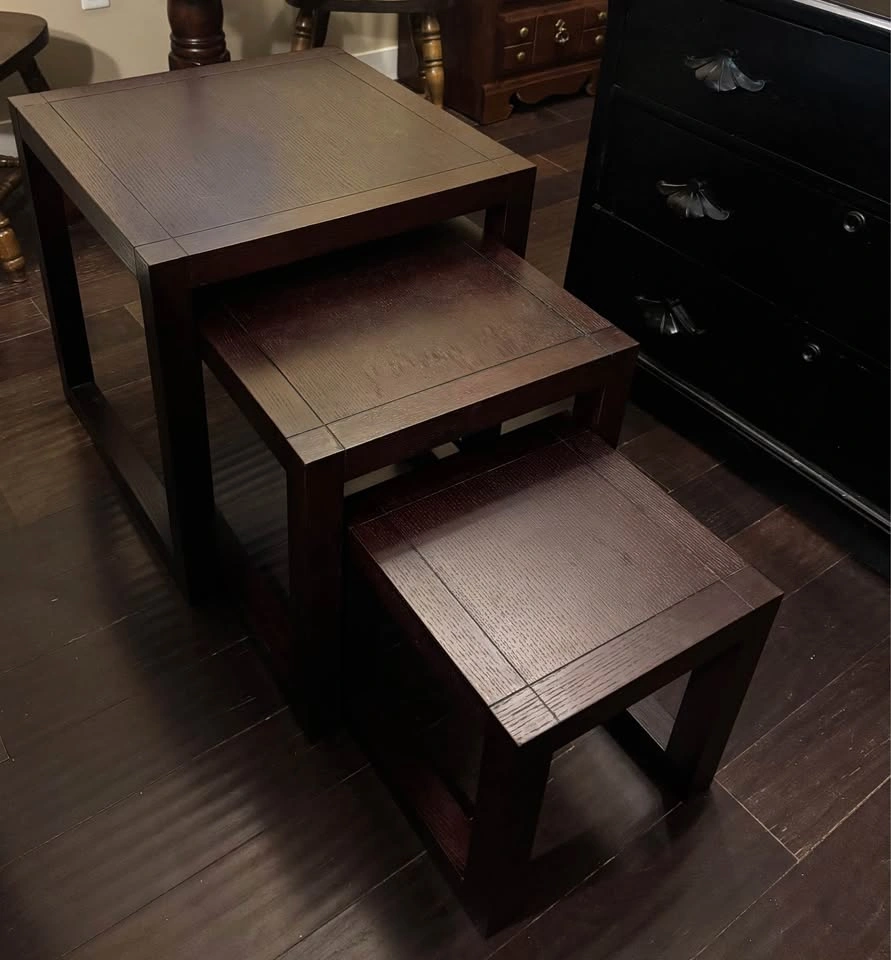 Set of 3 Solid Wood Nesting Tables - heavy - photo 2