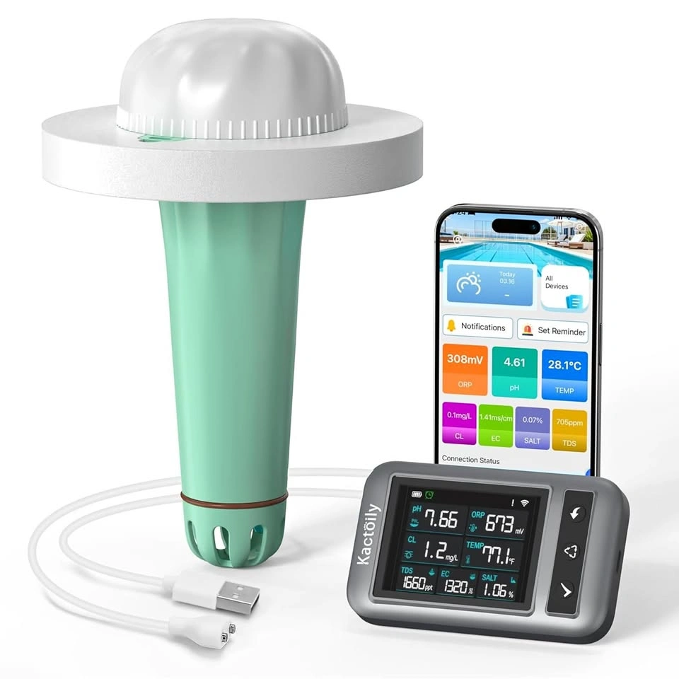 Smart Pool Monitor with App, 7-in-1 Floating Pool Water Tester