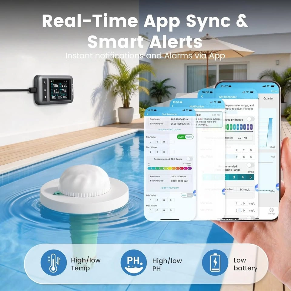 Smart Pool Monitor with App, 7-in-1 Floating Pool Water Tester - photo 3