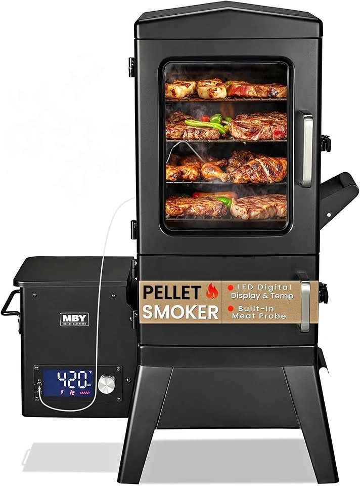 Electric Wood Pellet Smoker Grill With Meat Probe and Hook