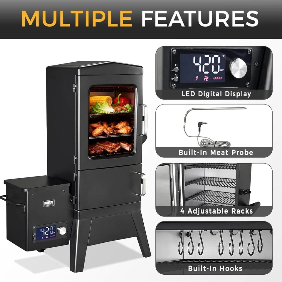 Electric Wood Pellet Smoker Grill With Meat Probe and Hook - photo 3