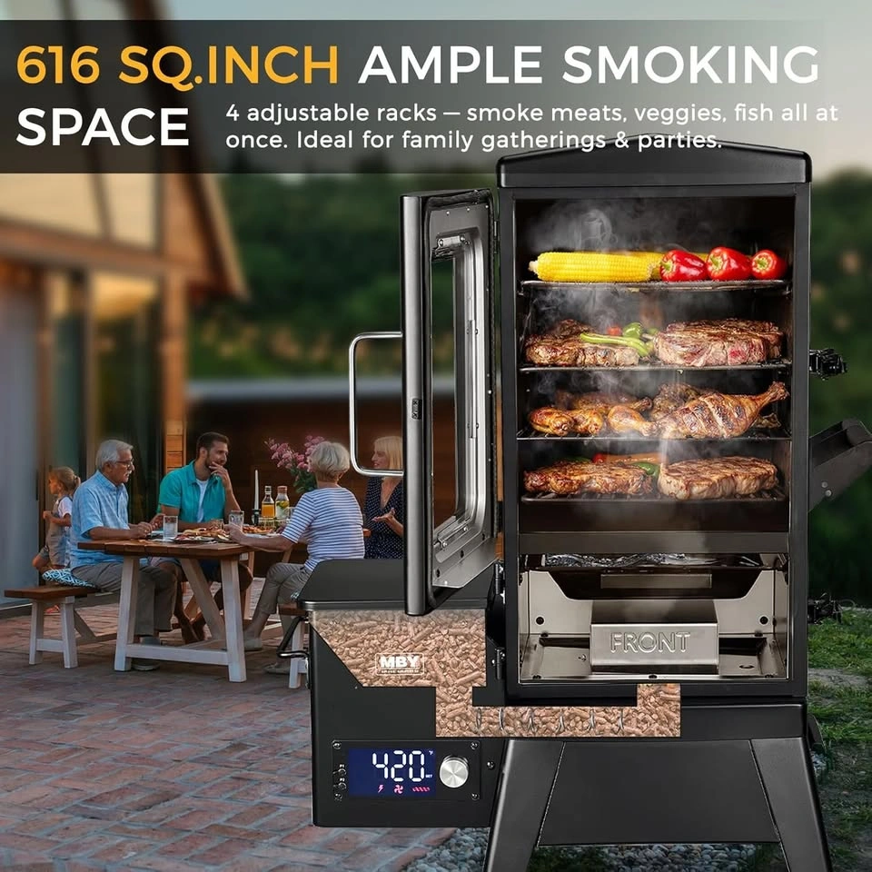 Electric Wood Pellet Smoker Grill With Meat Probe and Hook - photo 5
