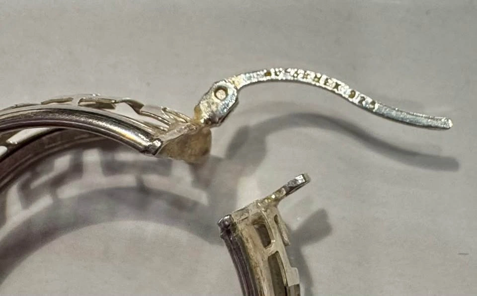 925 MEX STERLING SILVER FILIGREE HOOP EARRINGS VTG - photo 3