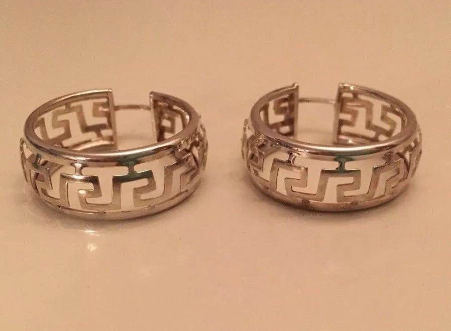 925 MEX STERLING SILVER FILIGREE HOOP EARRINGS VTG - photo 4