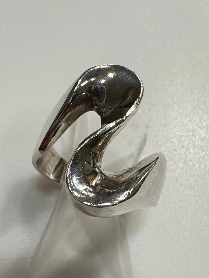 Vintage Mid-Century Modernist 925 Sterling Silver Bypass Ring - photo 2