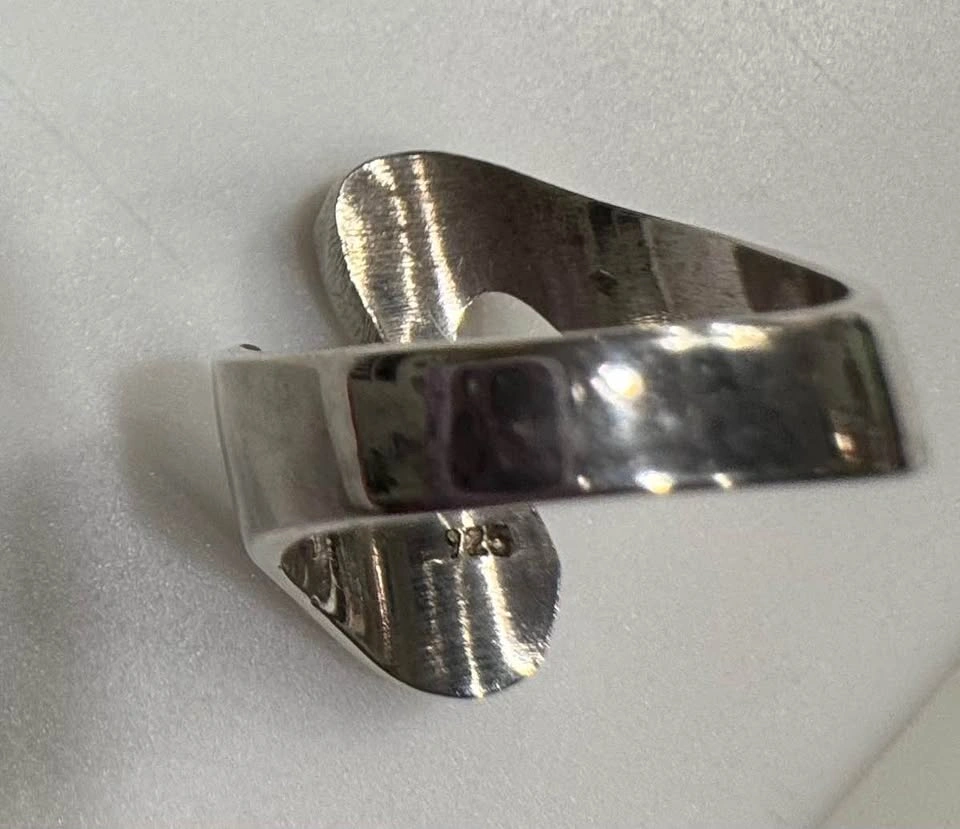 Vintage Mid-Century Modernist 925 Sterling Silver Bypass Ring - photo 3