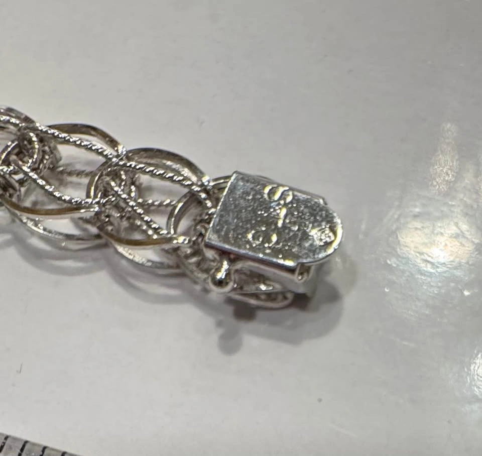 Vintage Sterling Silver Open Weave Interlocking Link Bracelet - photo 2