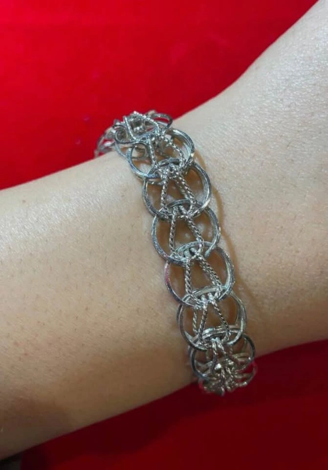Vintage Sterling Silver Open Weave Interlocking Link Bracelet - photo 4
