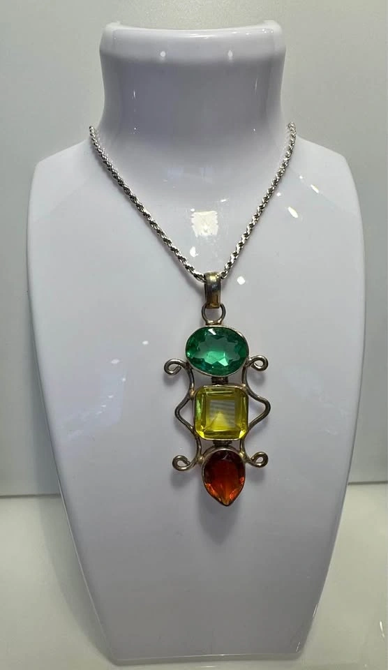 Handcrafted Silver Multi-Gemstone Necklace Set