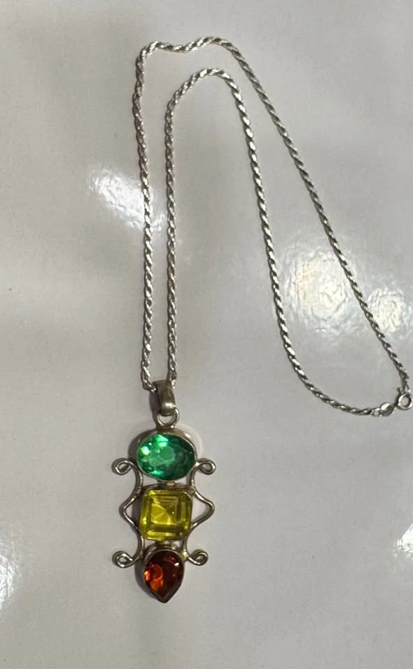 Handcrafted Silver Multi-Gemstone Necklace Set - photo 3