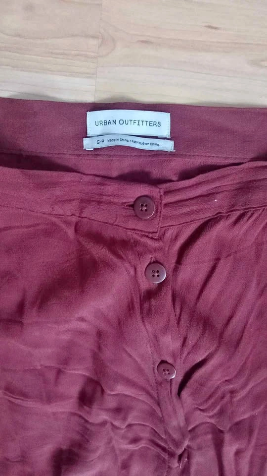 Urban Outfitters Maroon Viscose Button Front Midi Skirt S-P