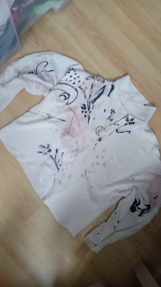 Babaton white long sleeve abstract floral patterned blouse - photo 2