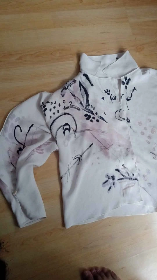 Babaton white long sleeve abstract floral patterned blouse - photo 4