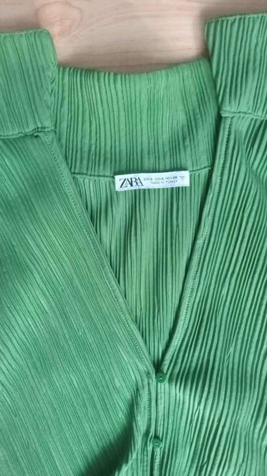 Zara Green Pleated Sleeveless Top S - photo 3