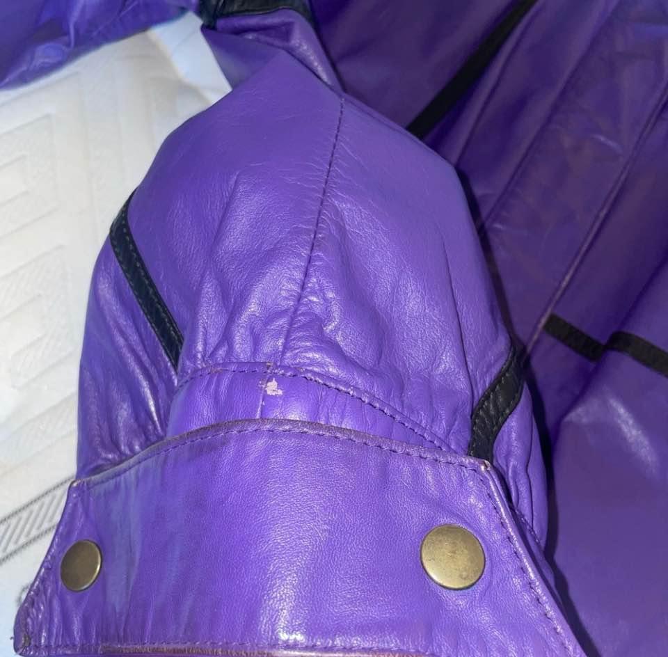 1980s Retro Purple Leather Jacket - photo 4