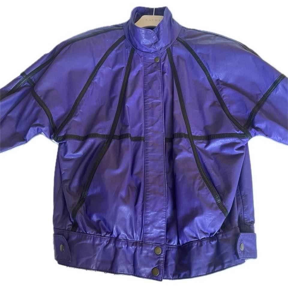 1980s Retro Purple Leather Jacket - photo 5