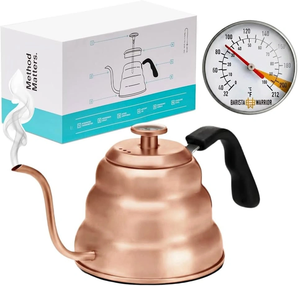 Barista Warrior Gooseneck Kettle with Built-In Thermometer