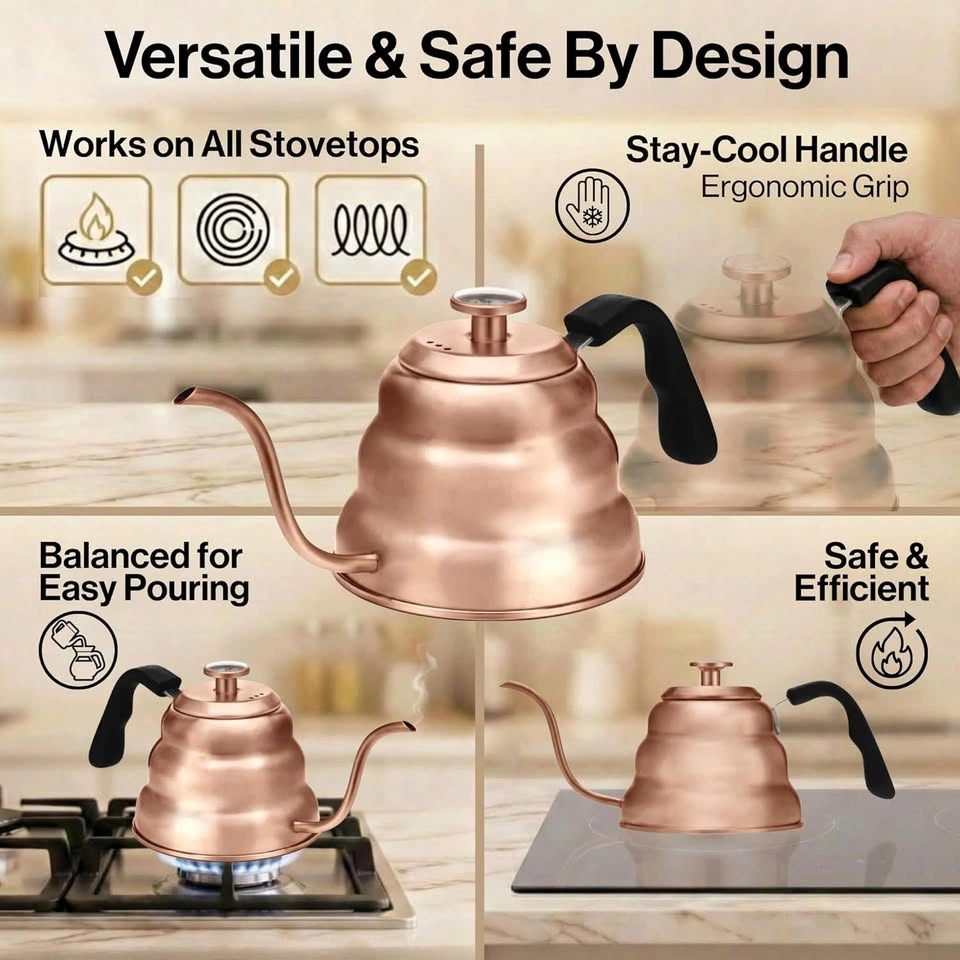 Barista Warrior Gooseneck Kettle with Built-In Thermometer - photo 5
