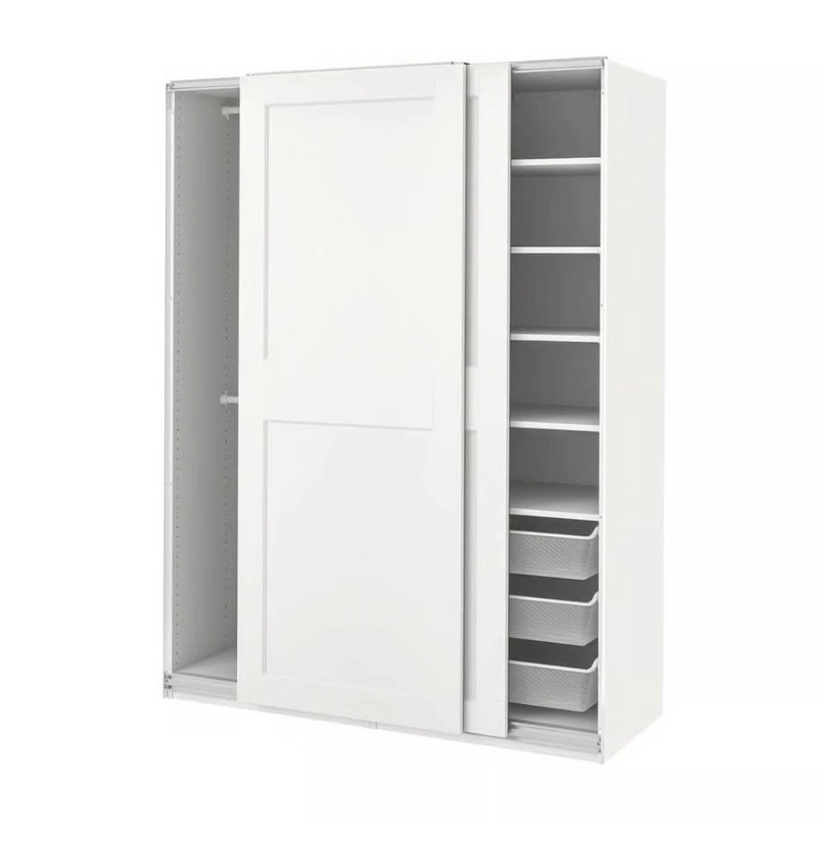 PAX Wardrobe with sliding doors, white/white, 59x26x79 1/4 " - photo 3
