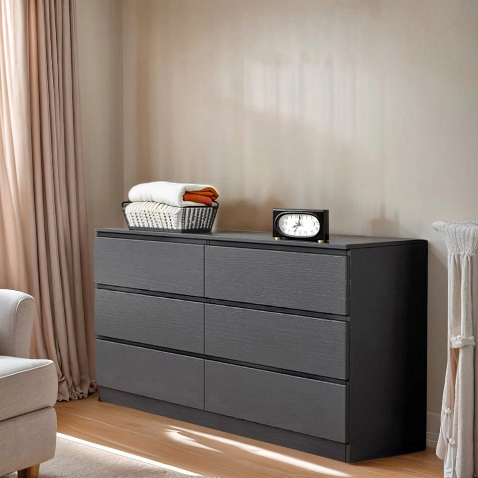 Elegant Multiple-Drawer Black Dresser Modern Accent Storage