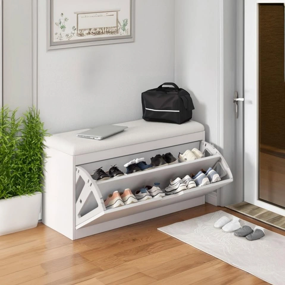 SOCE043 A1301 White Comfort Shoe Storage Seat - photo 2