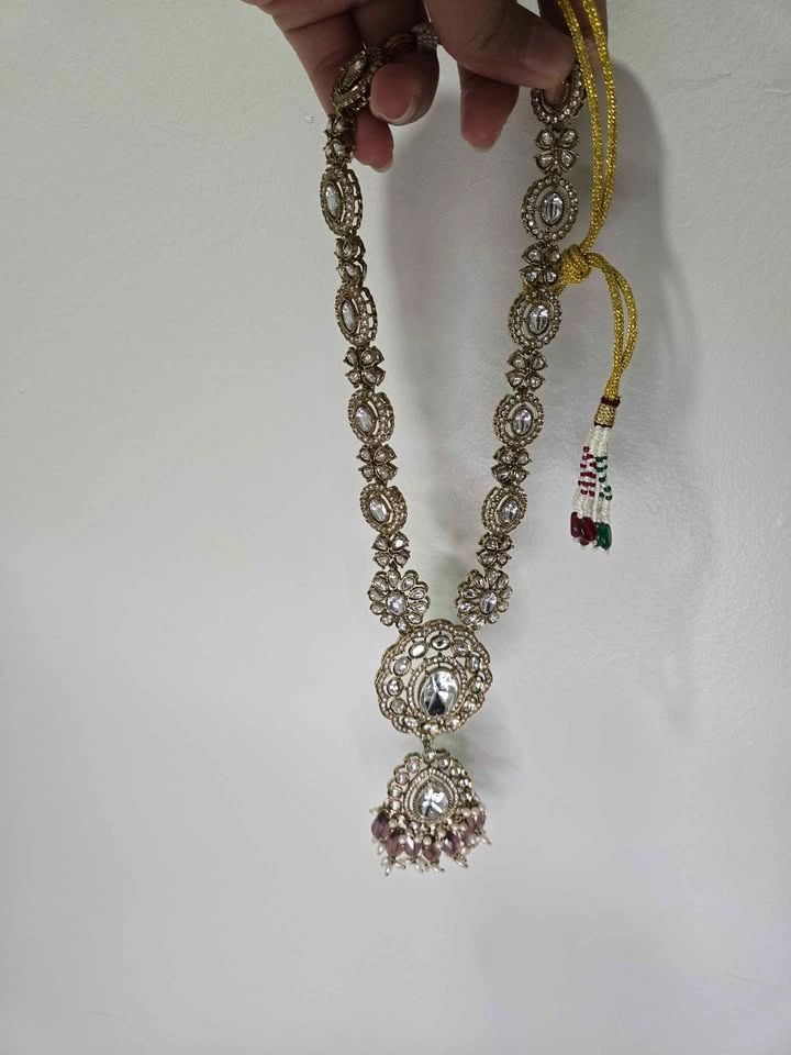 Indian Pakistani Kundan Style Jewelry Set Necklace Earrings Maan - photo 2