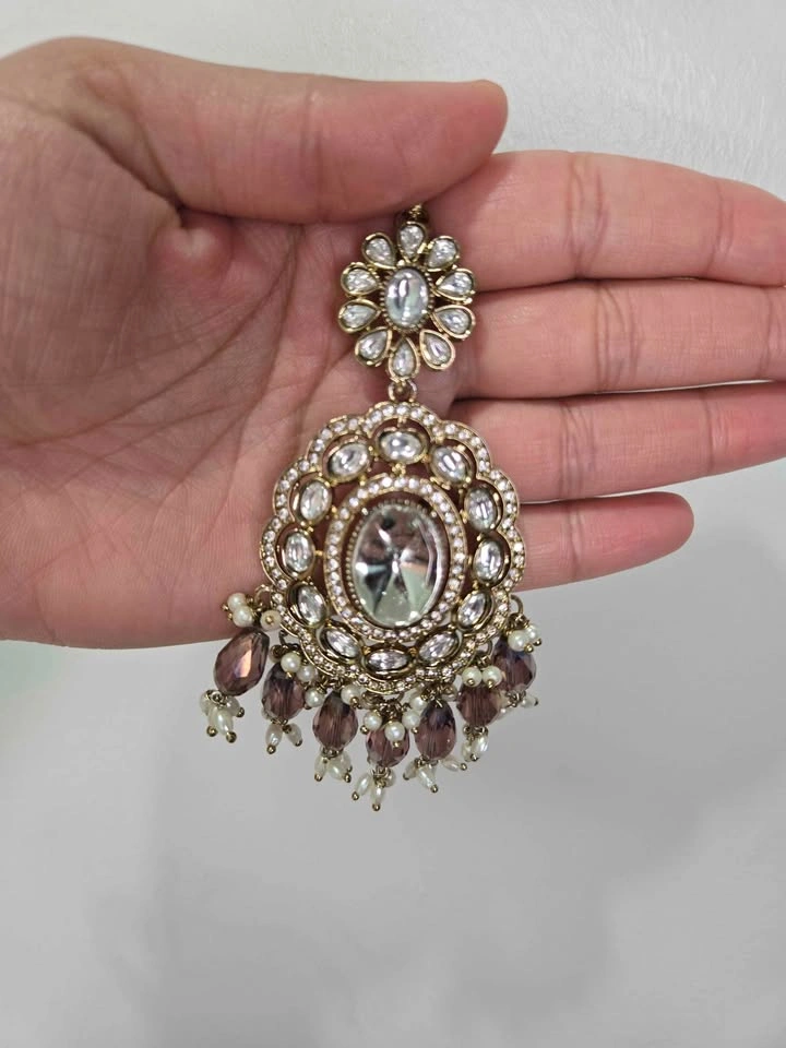 Indian Pakistani Kundan Style Jewelry Set Necklace Earrings Maan - photo 5
