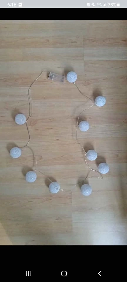White cotton ball string lights