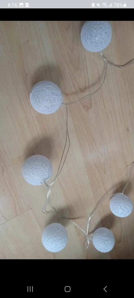 White cotton ball string lights - photo 2