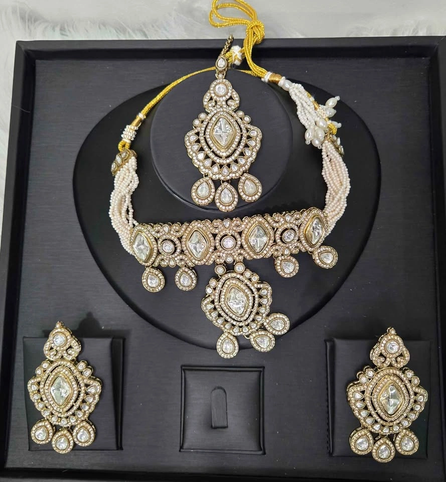 Indian/Pakistani Kundan Polki Necklace Set with Earrings - photo 3