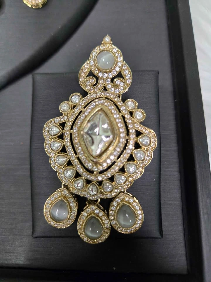 Indian/Pakistani Kundan Polki Necklace Set with Earrings - photo 5