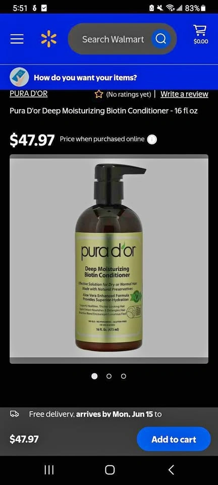 Pura D'or Deep Moisturizing Biotin Conditioner 16 oz