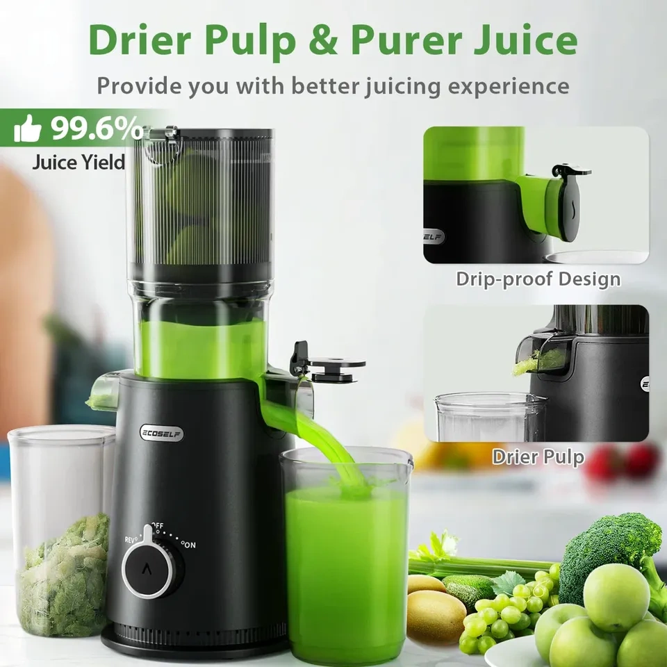 ECOSELF Cold Press Juicer with 4.35" Large Feed Chute - photo 5