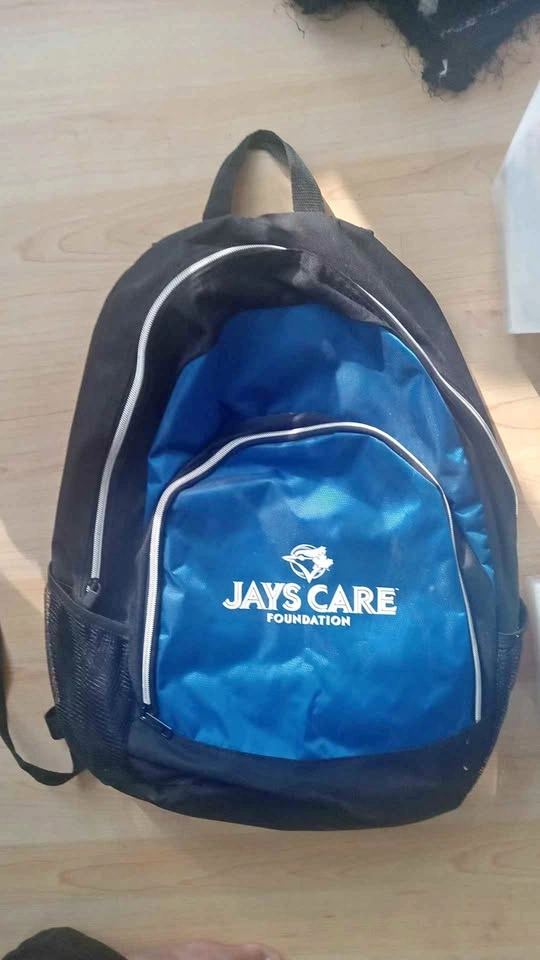 Jays Care Foundation black and blue backpack