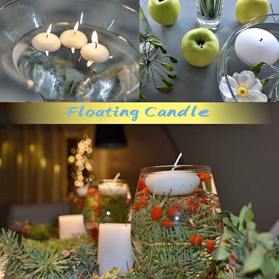 24 Pack Floating Candles, Smoke-Free, 5-6 Hours, White