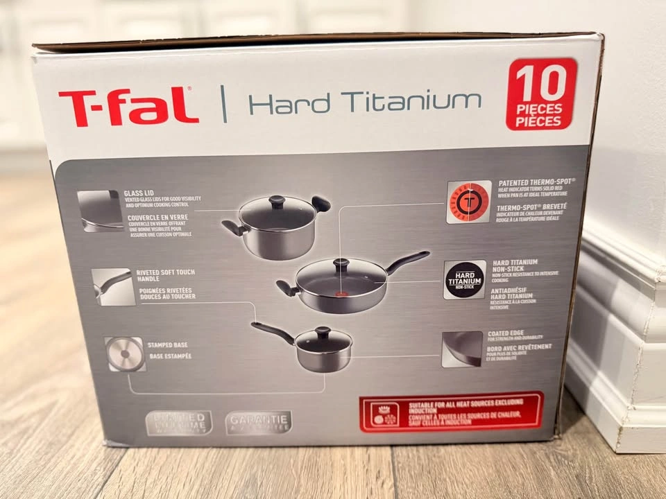 Brand New T-fal Hard Titanium 10-Piece Non-Stick Cookware Set - photo 4