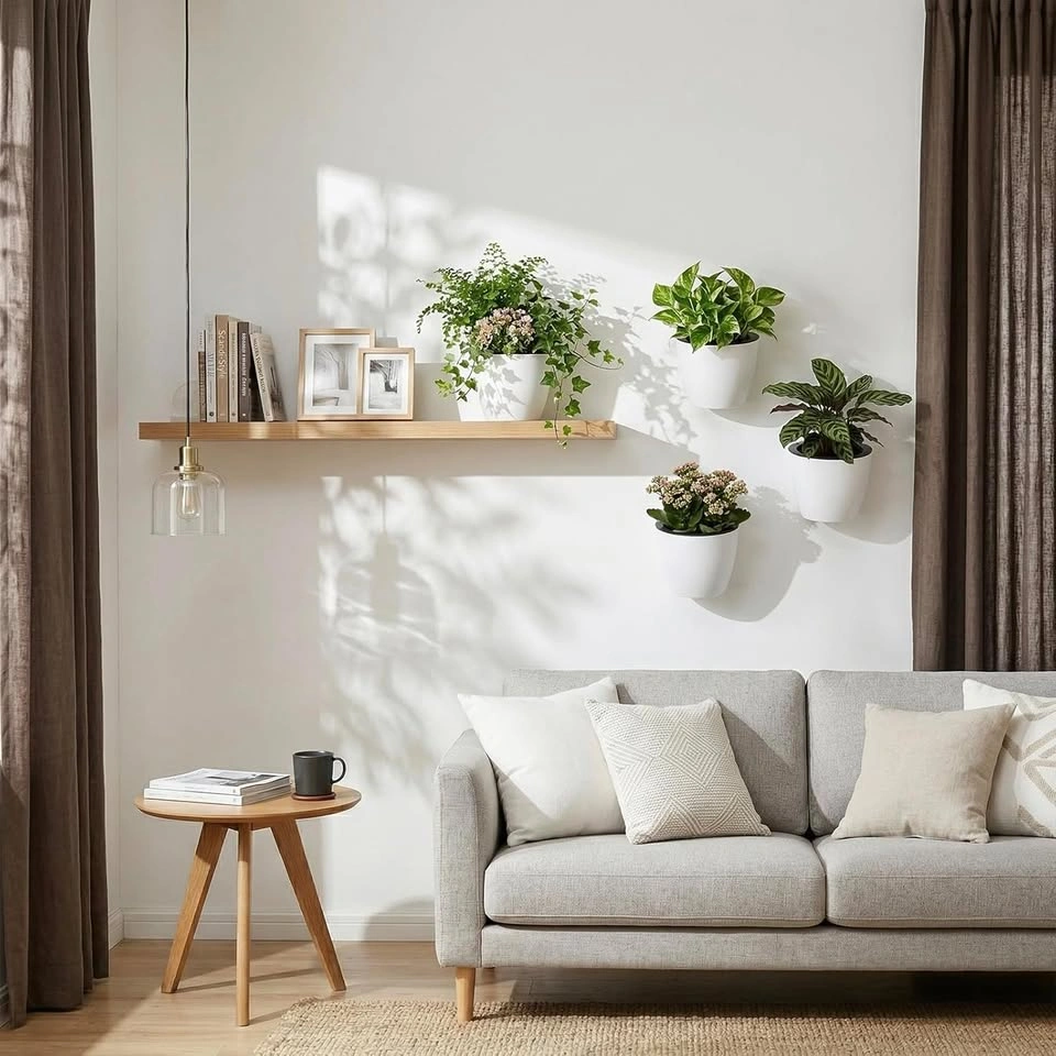 MyGift 7-inch Modern Wall Mountable Self Watering White Planter - photo 2