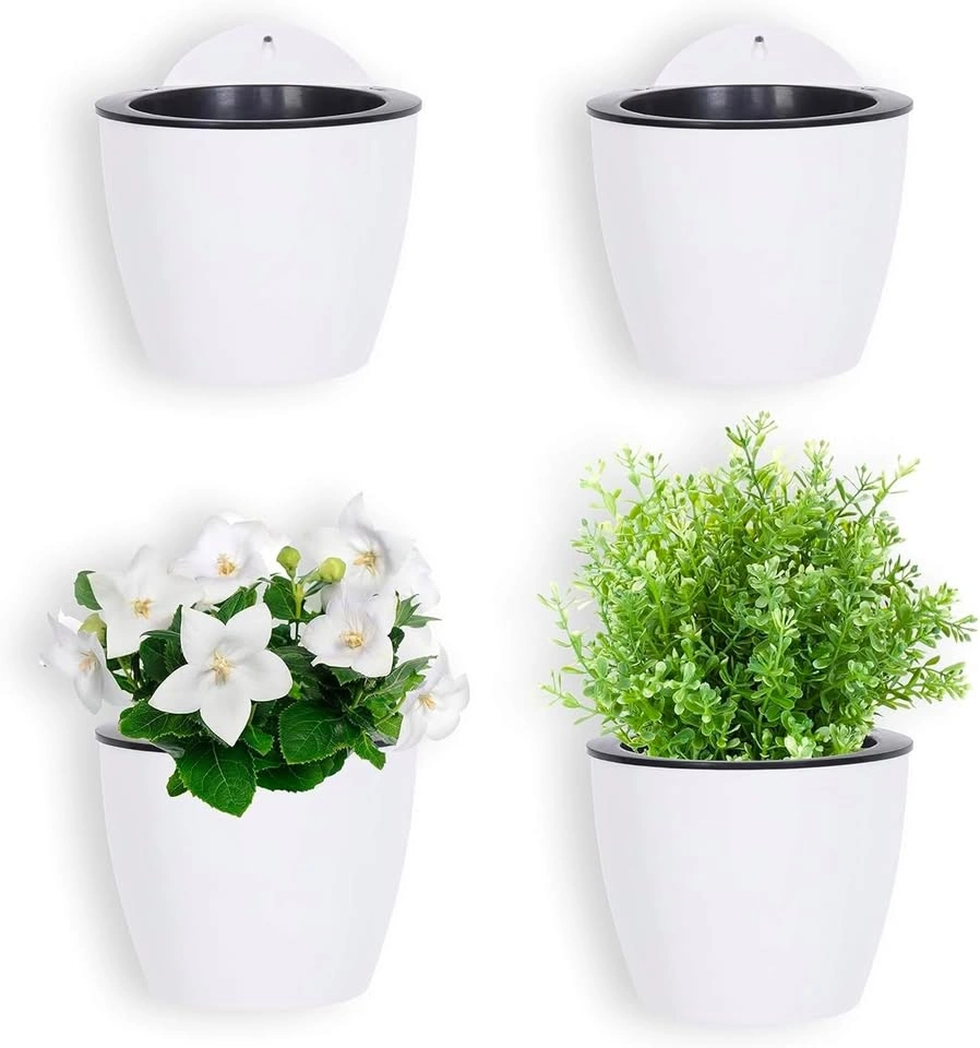 MyGift 7-inch Modern Wall Mountable Self Watering White Planter - photo 4