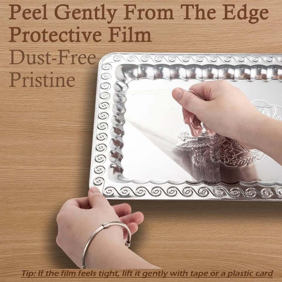 4-Pack Small Silver Serving Trays Set - ZENOVLUX 11.4" x 7" - photo 4