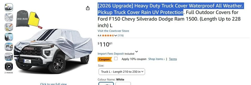 Heavy Duty Waterproof Pickup Truck Cover (Up to 228 inch) - photo 2