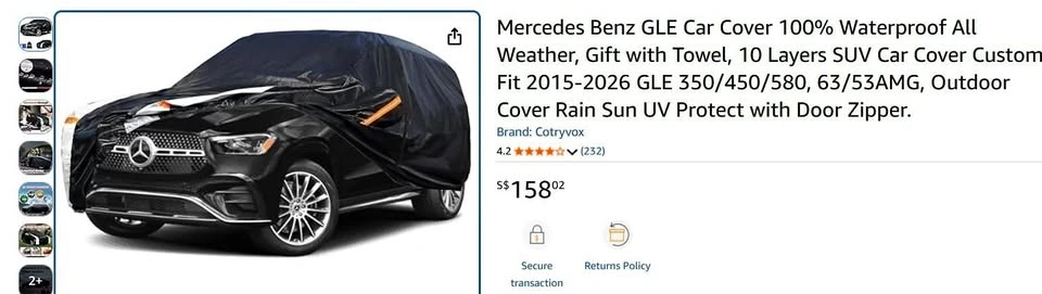 Mercedes Benz GLE Car Cover 100% Waterproof All Weather