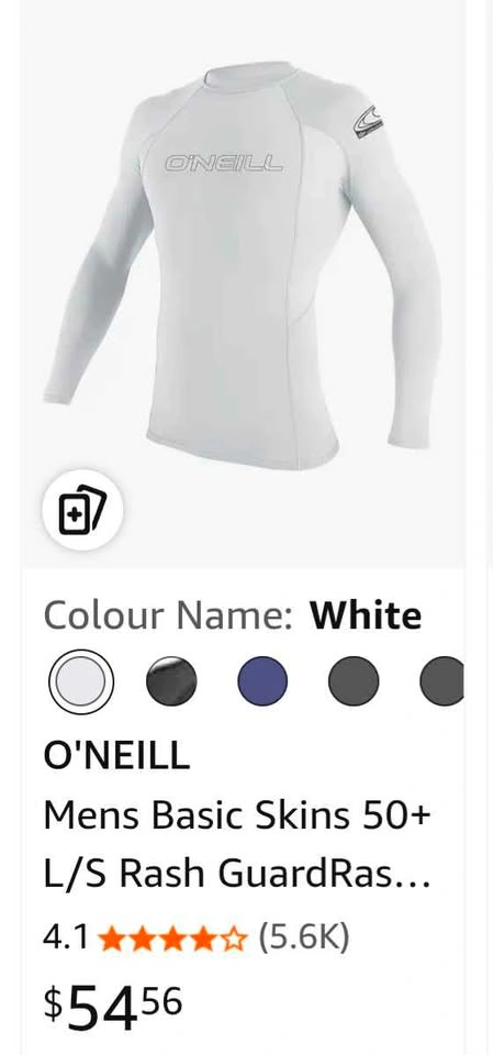 O'NEILL Mens Basic Skins 50+ Rash Guard White Shirt - photo 2