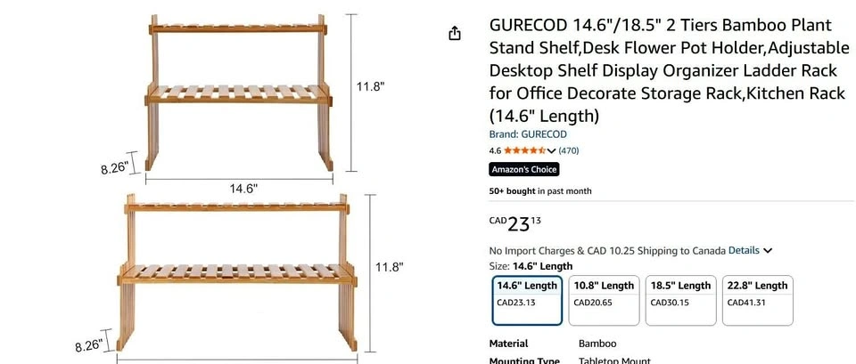 2 Tiers Bamboo Stand Shelf