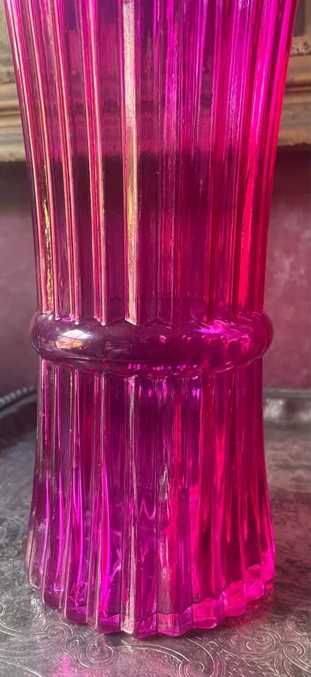 Stunning Large Pink Glass Vase with Fluted Rim - 10 Available - photo 3