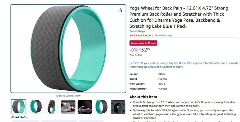 Yoga Wheel for Back Pain - 12.6" X 4.72" - Brand New - photo 2