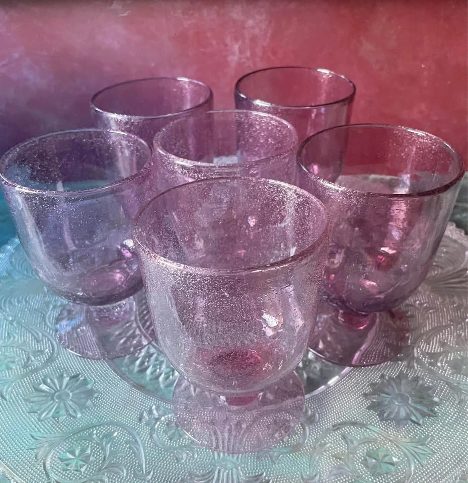 SET OF 6 LOVELY PURPLE STEMMED 12oz, 5"H BUBBLE GLASSES - photo 5