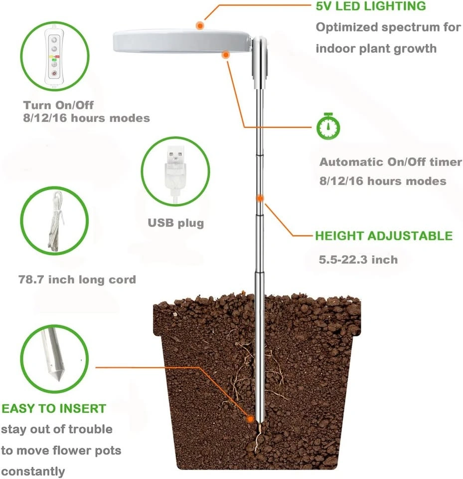 yadoker Plant Grow Light, LED Growing Light Full Spectrum - photo 4
